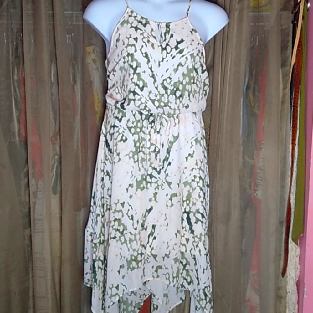 Massimo White and Green Print Dress